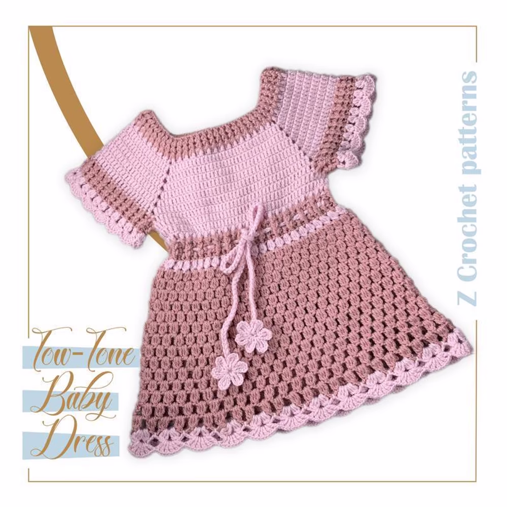 Tow-Tone Baby Dress Crochet pattern by ZcrochetPatterns | LoveCrafts