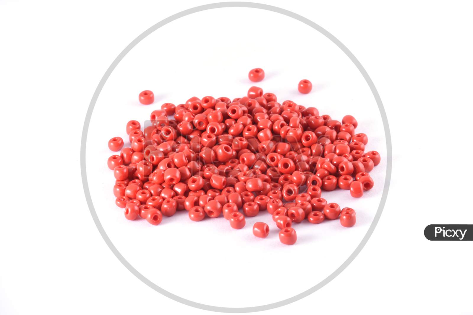Image of Beads Spread On White Background. Background Or Texture Of Beads. Close Up, Macro,It Is Used In Finishing Fashion Clothes. Make Bead Necklace Or Beads For Woman Of Fashion,Bead Crochet. Daily