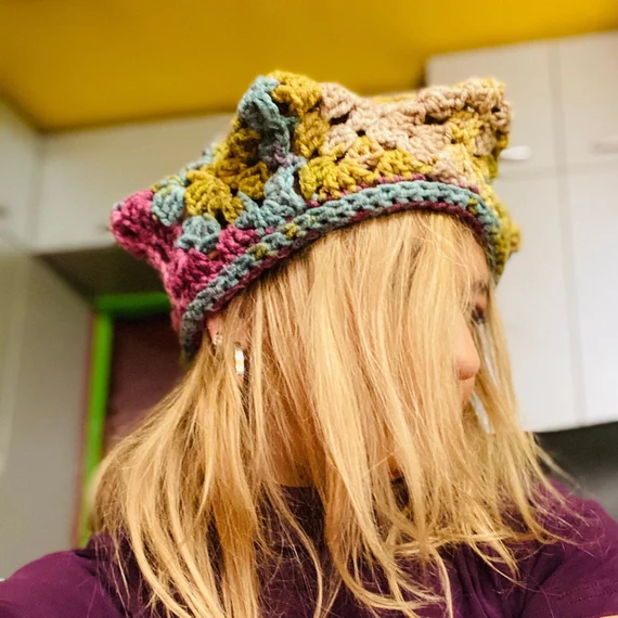 Buy Crochet Star Hat, Handmade Fairycore Slouchy Beanie, Colorful Granny  Square Star Cap, Boho Hippie Winter Hat, Unique Patchwork Aesthetic Hea  Online in India - Etsy