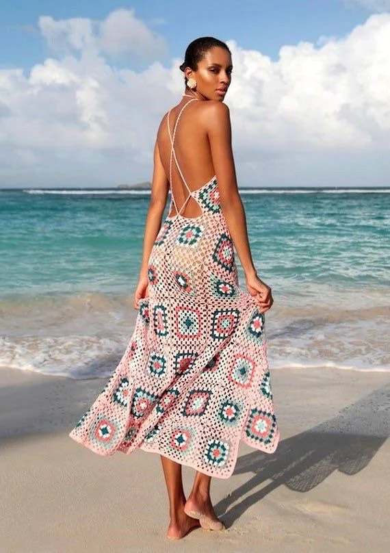Summer Crochet Dress. Simple Wedding Dress Color , Beach Dress Women, Dress  Tunic