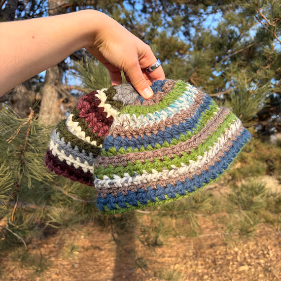 CUSTOMIZABLE Handmade Beanie | Colorful Chunky Wool Blend Yarn | Cozy  Outdoor Granola Style | Nature Inspired | Crochet Hat - Etsy