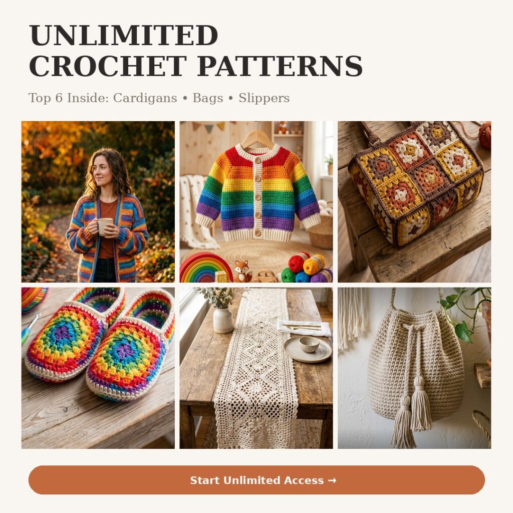 Unlimited Crochet Patterns - Cardigans, Bags, Slippers, Table Runner, Baby Cardigan